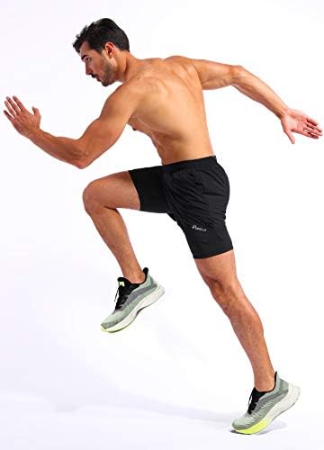 פודולה גברים של 2 ב 1 מכנסי ריצה 5 מהיר יבש כושר ספורט אימון מכנסיים קצרים לגברים עם טלפון כיסים