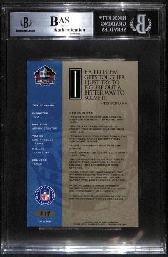 89 Tex Schramm - 1998 Ron Mix Hof Platinum Autos כרטיסי כדורגל מדורגים BGS Auto - חתימות כדורגל
