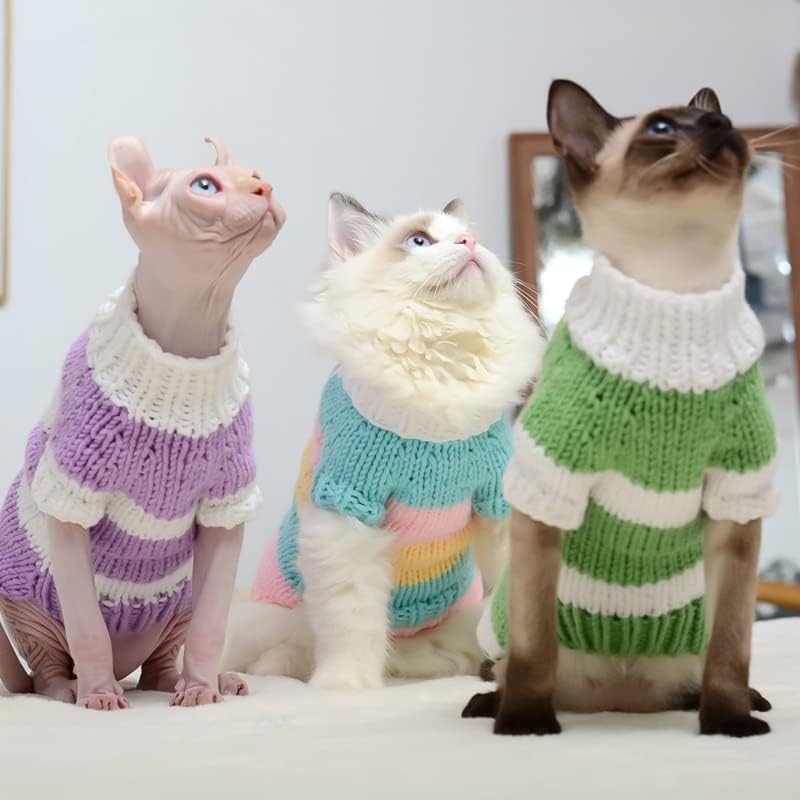חג המולד חתול בגדי סתיו וחורף חם חסר שיער חתול תלבושות חתול סוודר מתוק נים בחירת חתול תלבושות ססגוניות