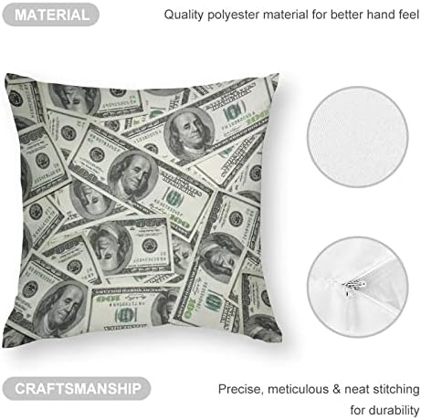 דולרים שטר הדפסת כרית מרובעת מכסה כרית פוליאסטר כיסויים לזרוק כיסויי כריות לעיצוב ספה