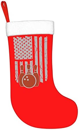 QG ZZX דגל אמריקאי באולינג גרב חג המולד גרבי חג המולד אח תליה גרב 18 אינץ 'קישוט חג