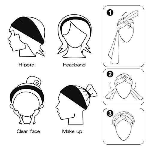 3 יחידות סרט רחב לנשים עניבת גב שיער צעיף טוויסט קשר סרט החלקה אימון רך סרט שיער לנשים להקת שיער בוהו