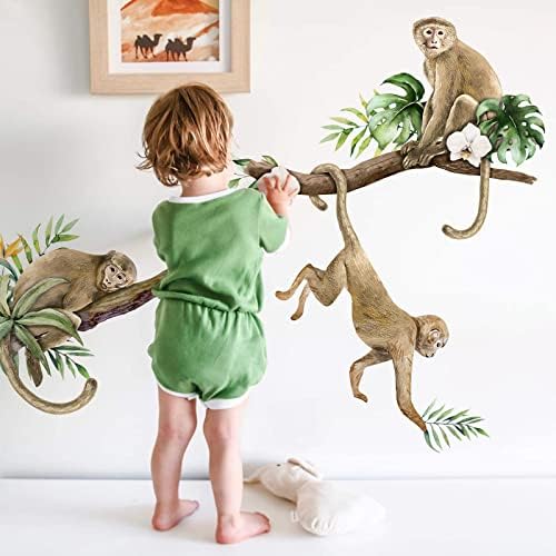 קוף טיפוס עץ קיר מדבקות מדבקות, ג ' ונגל חיות משתלת קישוטי תינוק בני בנות שינה אמנות, ילדים פעוטות