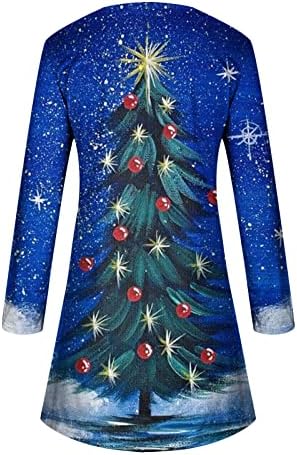 רוזיוג חג המולד שמלה לנשים 3 ד מכוער חג המולד עץ מודפס ארוך שרוול טוניקת חולצה שמלת חג מזדמן נדנדה שמלה