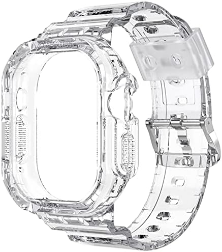 הוצי סיליקון קרחון להקה + מארז לרצועת שעון אפל 8 Ultra 49 ממ IWatch Series 8 Ultra 49 ממ צמיד שקוף שורש