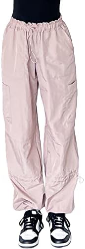 Y2k המותניים הנמוכות מטען מכנסיים רחבים שרוך רגל רחבה מכנסיים מכנסיים של Harajuku בגדי רחוב לשנות ה -90 בנות מכנסי