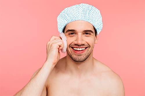 Adobella 12 כובעי מקלחת, כובע אמבטיה לשימוש חוזר ועמיד למים לנשים ונערות, שמר על שיער יבש במהלך אמבטיות
