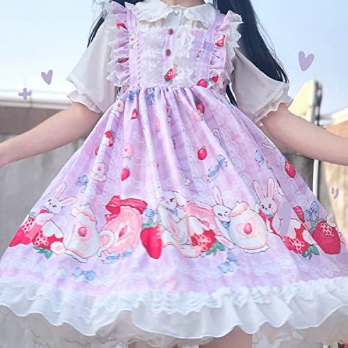יפני סגנון מתוק נערות קוספליי לוליטה שמלה גבוהה מותן קוואי תות באני חמוד שמלות