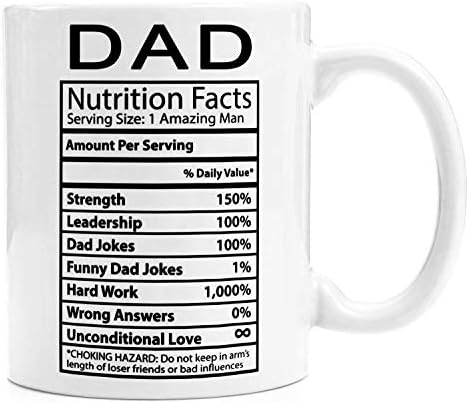 מצחיק קפה ספל-תזונה עובדות אבא - אישית אבות יום או יום הולדת מתנות לאבא שלך כוס-11 עוז, לבן