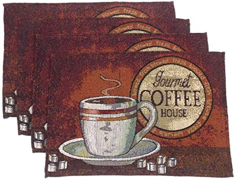 חבילה של היקוריוויל פלסמאט - סט של 4 פליימטים עם נושא קפה 13 x 19