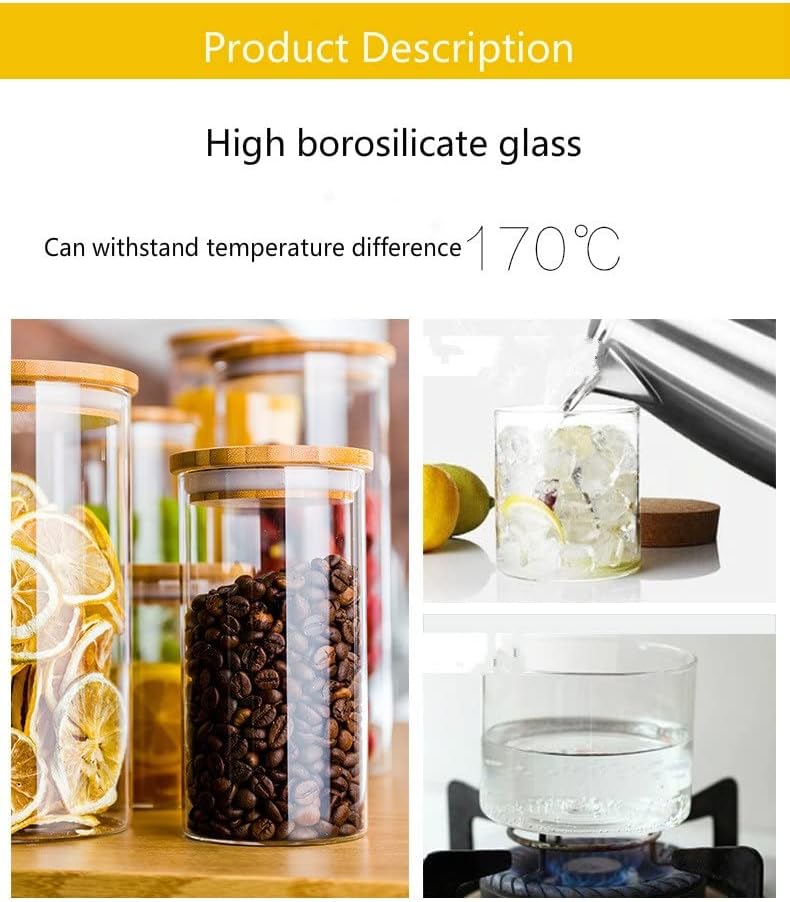 זכוכית מזון אטום צנצנת תיבת מכסה כדי מכיל בקבוק תיבול אטריות אבקת יכול תה יכול מזון אחסון מיכל
