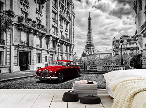 טפט צילום - מגדל אייפל - קיר ציור קיר פריז צרפת עיר סיטי נוף רטרו לימוזינה לרכב תמונה קישוט תמונה
