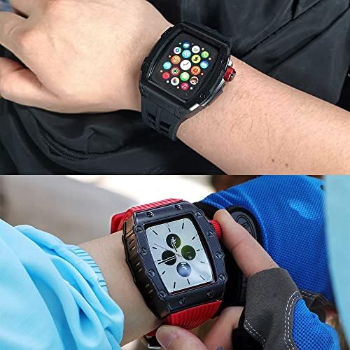 Trdybsk ללהקת Apple Watch Case 45 ממ אביזרי רצועת גומי מתכת לסדרה IWatch 7 6 SE 5 ערכת שינוי יוקרה