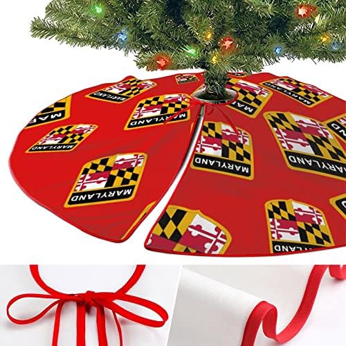 דגל מרילנד חצאית עץ חג המולד קטיפה רכה אדומה מכוסה למסיבת חג המולד קישוטים חגיגיים