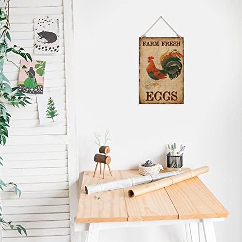 שיק בסגנון שיק שלטי עץ עם ביצים טריות חווה דפוס תרנגול קיר מקשט לוח עץ לחנות בית חווה דלת קדמית