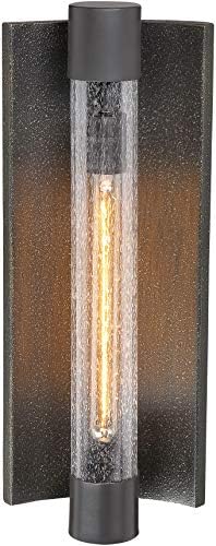 מינקה לאברי 72663-516 תאורת פמוט קיר חיצונית צל קלטי, 1-אור, 60 וואט, ברונזה במרקם עם מדגיש כסף