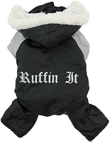 מעיל כלבים - Ruffin 'it חליג שלג - שחור ואפור - קטן/בינוני