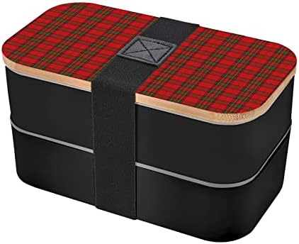 Allgobee Bento Boxo Box Fraser-Hunting-Tartan-Red Box עם סכום סט 40oz Bento Bento Box