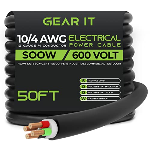 GEARIT 10/4 10 AWG כבל חשמל נייד SOOW 600V 10 מד חשמלי חוט חשמלי לידים מנועיים, אורות ניידים,