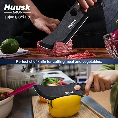 הוסק ויקינג סכין עם נדן צרור עם יד מזויף בשר קליבר סכיני יפני בישול סכין שחור הקצב סכין עבור בשר חיתוך