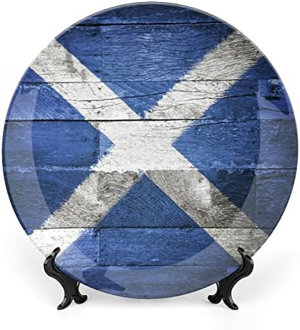 דגל סקוטלנד דגל עץ ישן עצם מותאמת אישית סין בהתאמה אישית צלחות דקורטיביות קרמיקה ביתי צלחת עגולה