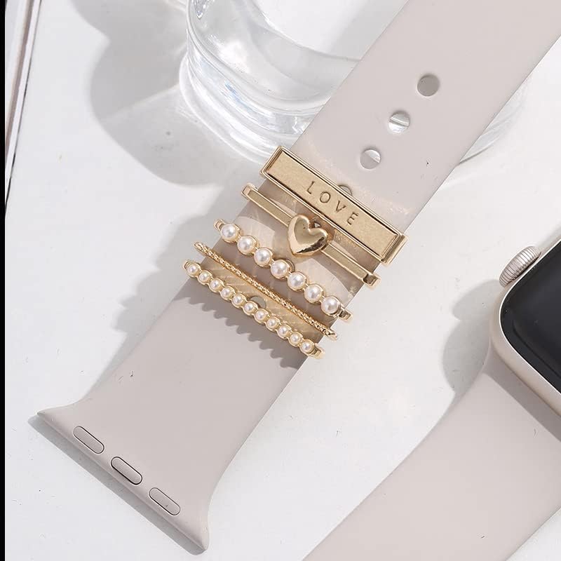 Wiserwatch טבעות דקורטיביות לולאות תואמות עם Apple Watch להקות סיליקון קסמים 45 ממ 44 ממ 42 ממ 41 ממ 40 ממ