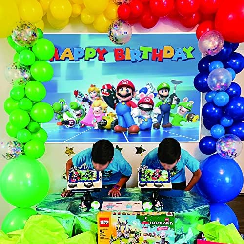 סופר מריו קריקטורה רקע 5 על 3 רגל הרפתקאות וידאו משחק צילום תפאורות ילדי בני מסיבת יום הולדת קישוט