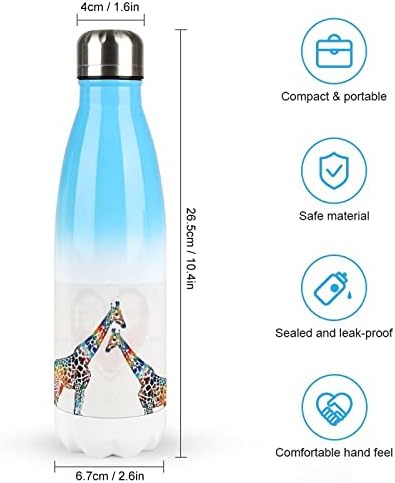 ג'ירפה צבעונית 17oz בקבוק מים ספורט נירוסטה ואקום מבודד צורת קולה בקבוק ספורט לשימוש חוזר