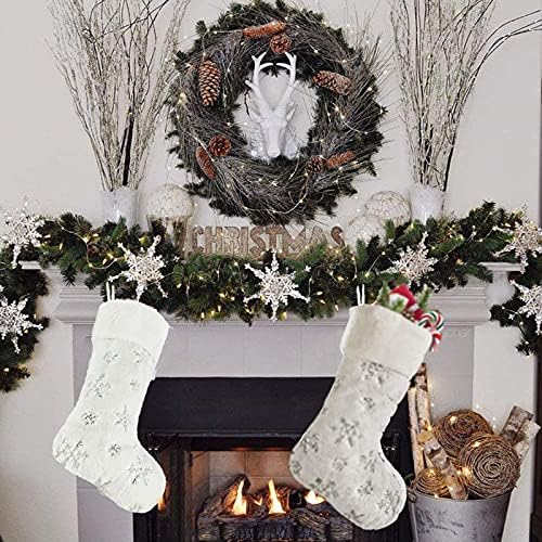 גרבי חג המולד באנפטר 2 חבילות גרביים תלויות חג המולד גדול עם פתית שלג לעיצוב עץ אח ביתי