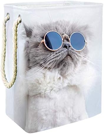 טיזורקס מצחיק חתול פוזות משקפי שמש אוקספורד בד מתקפל כביסה סל אבק דלי סל כביסה צעצוע בגדים מלוכלכים אחסון ארגונית