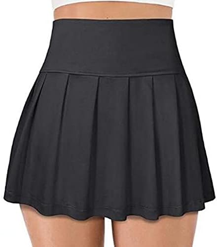 חצאיות טניס עם מכנסיים קצרים נשים ספורט ספורט פנימי של Skorts חצאית אלסטית גולף מיני חצאית שחורה