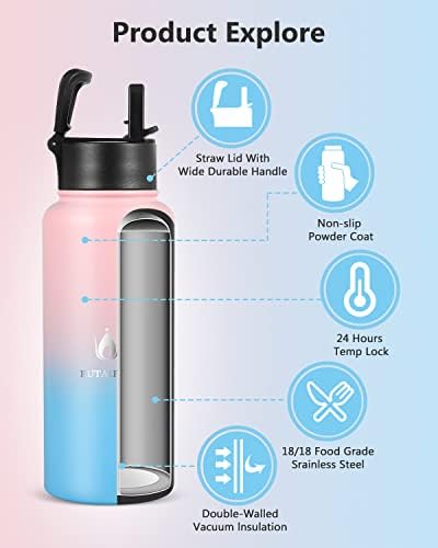 בקבוק מים מבודדים עם מכסה קש, 32oz vacuum Vacuum Back