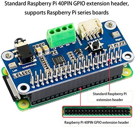 מודול כובע שמע עבור Raspberry Pi 4b/3b+/3b/2b/b+/a+/zero/zero w/pi zero wh, wm8960 Hi-Fi Sound Card