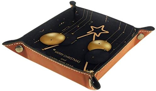 Lyetny חג המולד כדורים שחורים מוזהבים מארגן מגש אחסון קופסת מיטה מיטה קאדי שולחן עבודה מגש החלפת ארנק מפתח