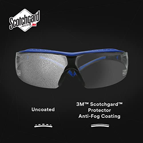 3M Securefit 400 משקפי בטיחות סדרה SF401XSGAF-BLU, כחול/אפור, עדשה אנטי-ערפל/אנטי-סקרט ברורה