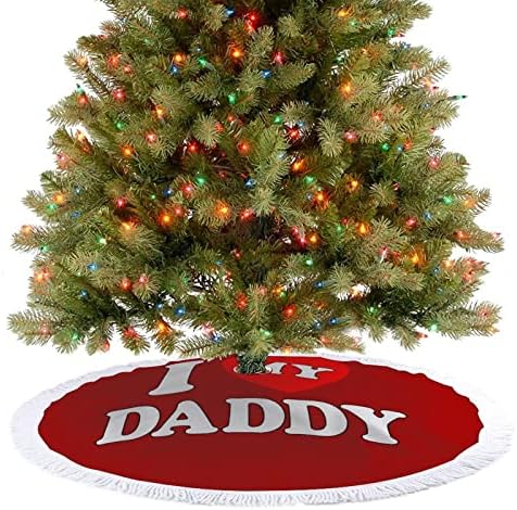 אני אוהב את אבא שלי חצאית עץ חג המולד חג המולד עץ מחצלת קישוטי ציצים לקישוטים למסיבת חג 30/36/48 אינץ