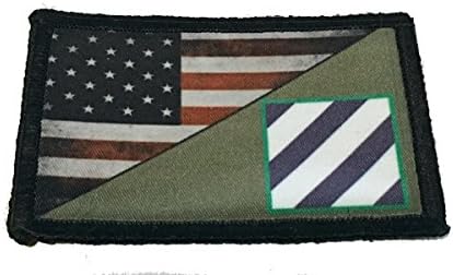 צבע מלא של חטיבת חיר שלישי/ארהב דגל המורל טלאי 2x3 וו וולאה מיוצרים בארצות הברית