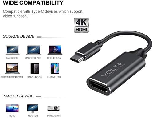 ערכת HDMI 4K USB-C תואמת למתאם מקצועי של Dell XPS 13-L321X עם פלט דיגיטלי מלא של 2160p, 60 הרץ!