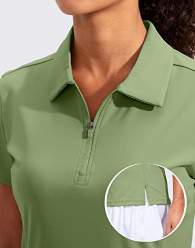חולצת גולף לנשים ויודיה שרוול קצר עם רוכסן מהיר מתיחה מהירה טניס טניס חולצות פולו לנשים בגדי גולף