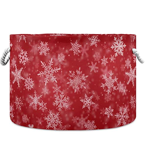 Visesunny חג המולד שלג שלג בצבע אדום עם אפקט בוקה סלי כביסה באחסון בד קופסת אחסון פח קופסת אחסון