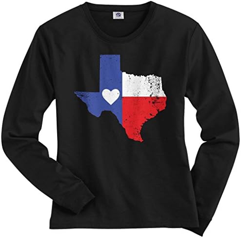 דגל מדינת טקסס של Threadrock Texas עם חולצת טריקו של שרוול ארוך לב