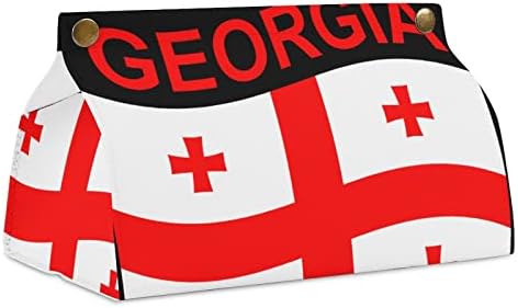 דגל של קופסת רקמות של ג'ורג'יה כיסוי עור PU מחזיק קופסת רקמות מלבנית מארגן נייר מקרים מלבני