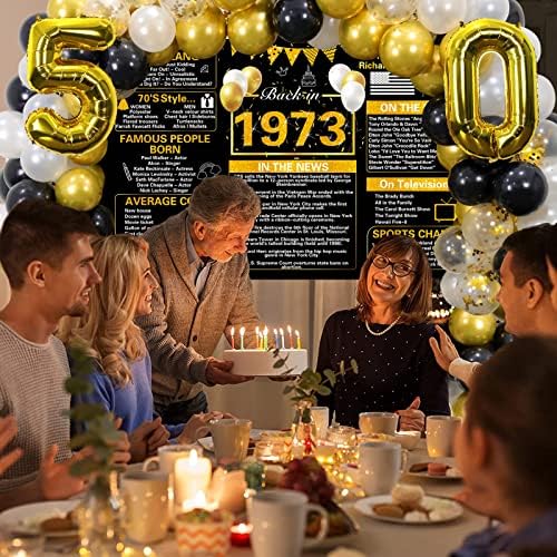 קרניקים זהב שחור קישוטי מסיבת יום הולדת 50 - וינטג