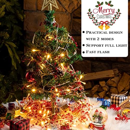 29.52 ft 30 LED אורות מיתרים לחג המולד סוללה מופעלת מואר אדום גרנד גרלנד ברי חג מולד עם אורות 2 מצבי