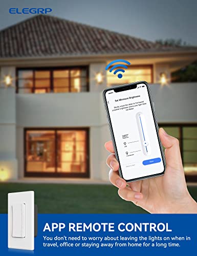 Elegrp Smart Dimmer Switch DPR10, 2.4GHz Wi-Fi Dimmer Switch תואם ל- Alexa ו- Google Assistant, מוט יחיד/3