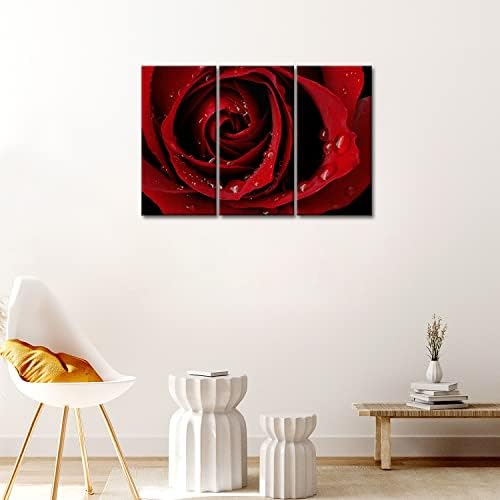 בד קיר הדפס קיר ציור לאמנות לעיצוב בית קדמי אדום אדום בצבע טרי בצבע ורדים טיפות על הכותרת המודרנית ג'יקלה