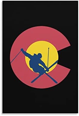 דגל קולורדו סקי סקי סקי ציור מודפס אמנות קיר