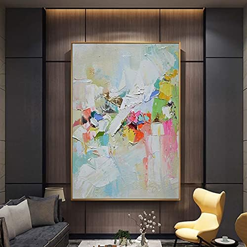 BKSTJ מופשט צבעוני צבעי צבוע ביד ציור שמן על בד ציורים מודרניים תמונה לסלון חדר שינה משרדי מסדרון מלון