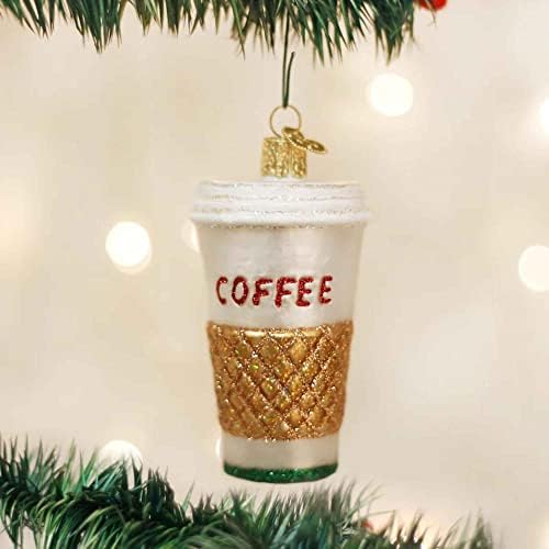 קפה חג המולד של העולם הישן לקישוט עץ זכוכית כוס 32171 קופסה בחינם