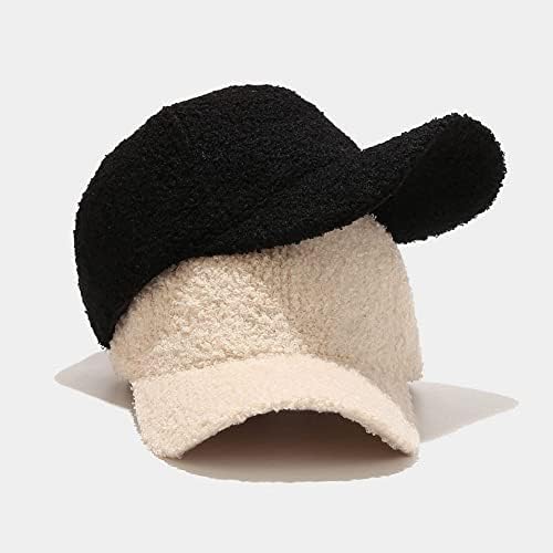 כובע בייסבול חורפי של Avilego לנשים צמר כבש צבע אחיד בכובע בייסבול חם לטיול חיצוני